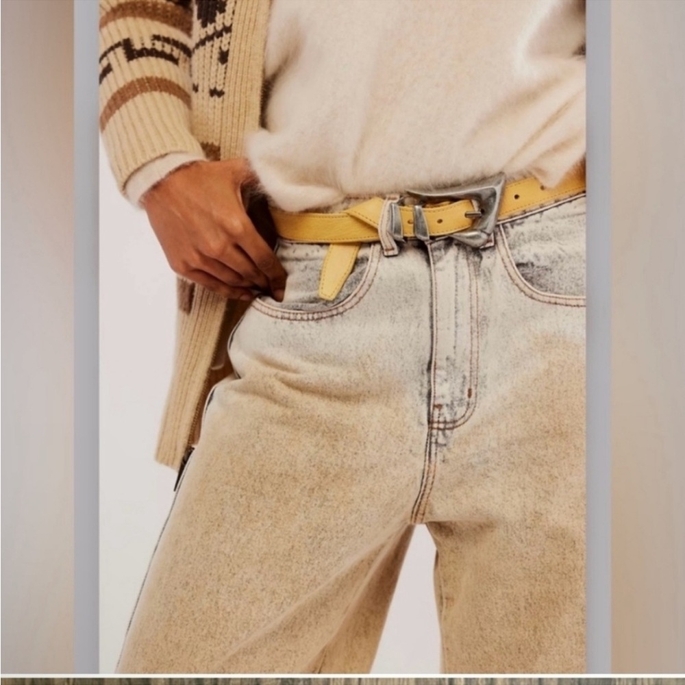NWOT Free People Billie Leather Belt in Honey - Picture 9 of 9